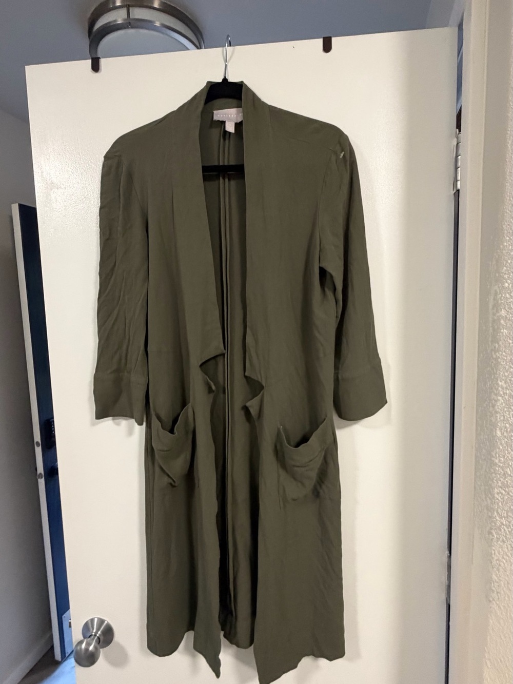 Chelsea28 Olive Green Lightweight Open Front Jacket